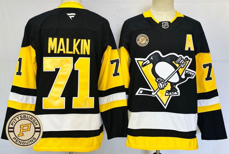 Men Pittsburgh Penguins #71 Malkin Black Fanatics 2025 NHL Jersey style 5